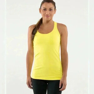 Lululemon Cool Racerback Tank Top Yellow  Size 4 Workout Gym Yoga